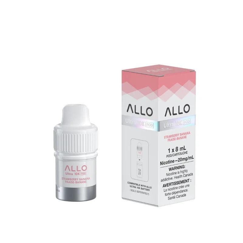 STRAWBERRY BANANA – ALLO ULTRA 10K PRE-FILLED PODS (8mL) (POD ONLY, ALLO 10K HYBRID DEVICE REQUIRED)