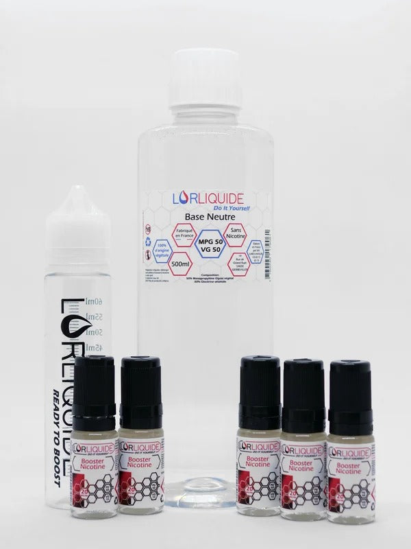 Pack Base Neutre 500ml 50/50 + 5 boosters Nicotine