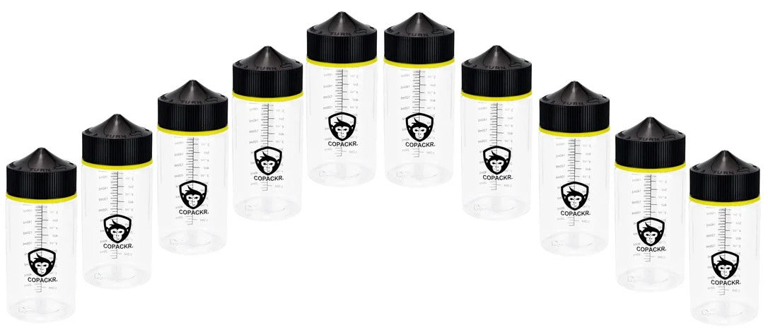 Chubby Gorilla 200ml mit Messskala V3 Pet Unicorn Leerflasche + schwarzer Deckel – 10er Set