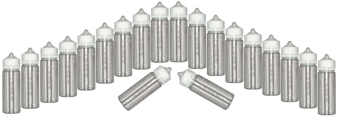 Weithalsflasche 120ml Pet Unicorn Leerflasche Flasche transp. + transparenter Deckel – 20er Set