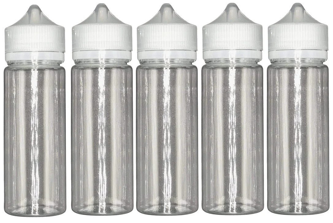 Weithalsflasche 120ml Pet Unicorn Leerflasche Flasche transp. + transparenter Deckel – 5er Set