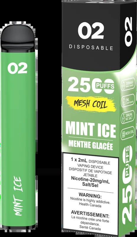 02 DISPOSABLE 2500 PUFFS – MINT ICE