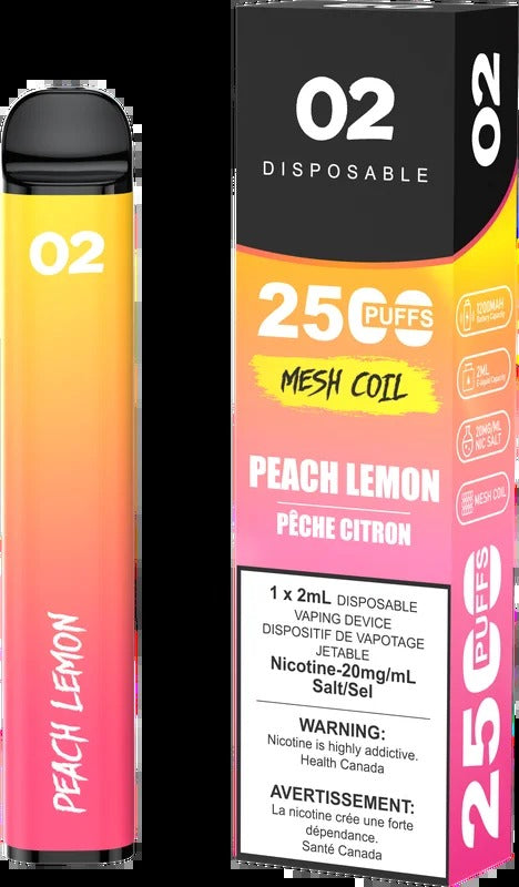 02 DISPOSABLE 2500 PUFFS – PEACH LEMON