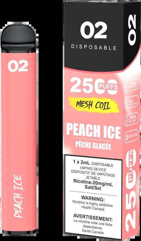 02 DISPOSABLE 2500 PUFFS – PEACH ICE