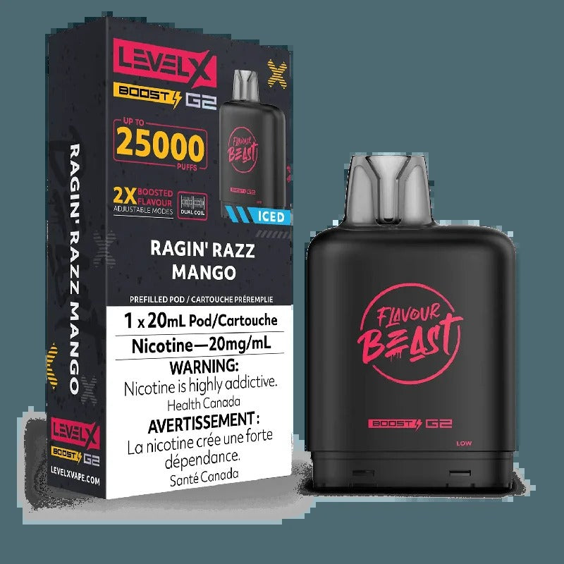 Saveur Beast Boost G2 de niveau X – Ragin’ Razz Mango Iced