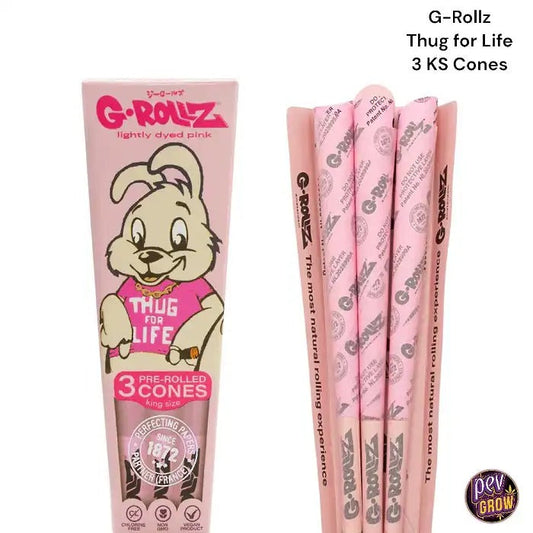G-Rollz Cônes à Fumer Rose – Thug for Life (3 Unités)