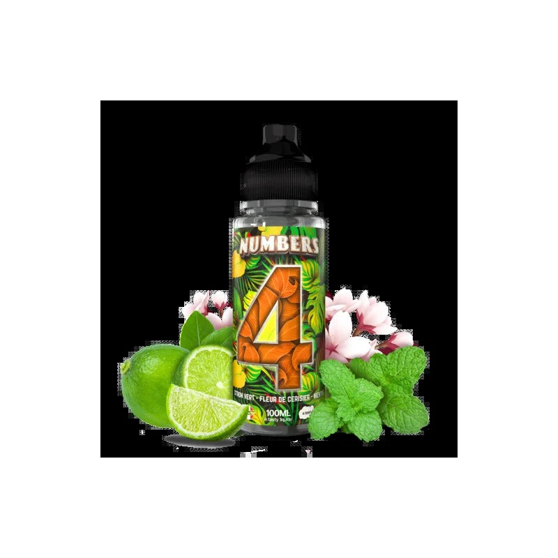 Eliquide 100ml e.tasty Numbers 4 Citron vert Fleur de cerisier Menthe