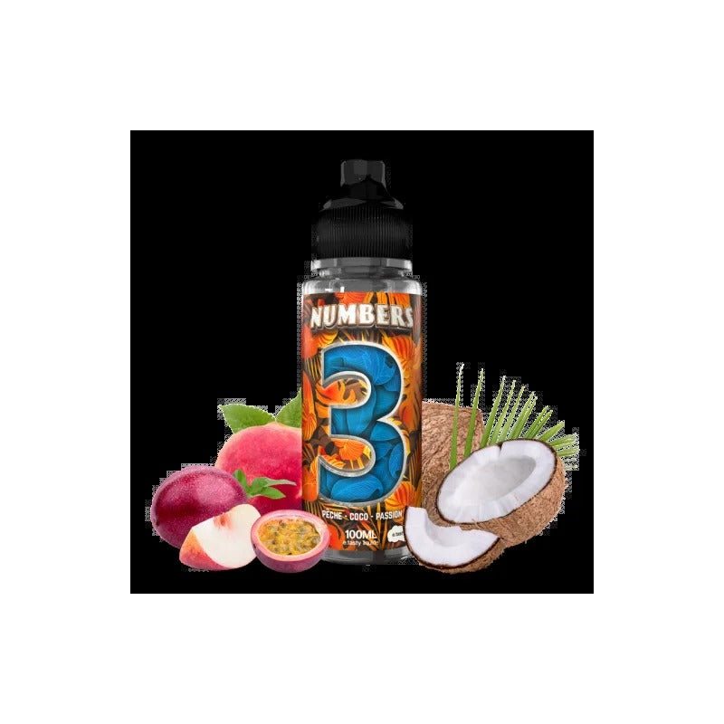 Eliquide 100ml e.tasty Numbers 3 Pêche Coco Passion