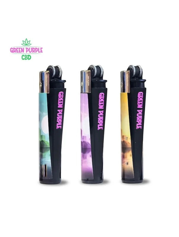 Briquet Clipper Green Purple rechargeable