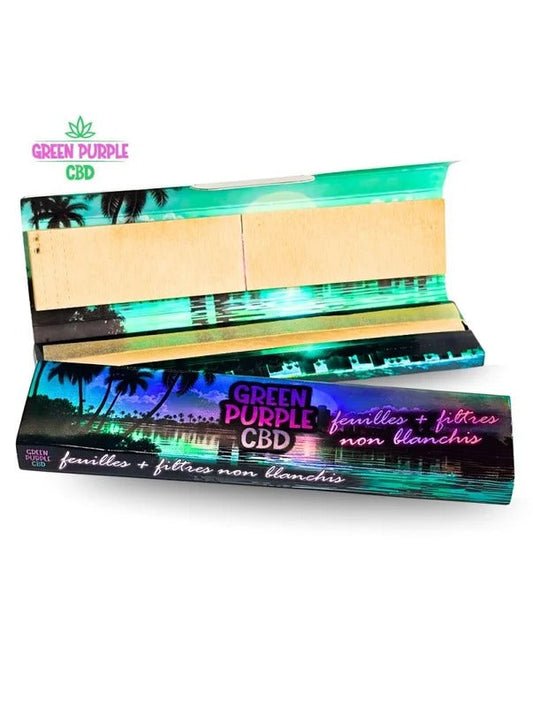 Feuilles – SLIM NON BLANCHIES + CARTONS X32 – Green Purple CBD
