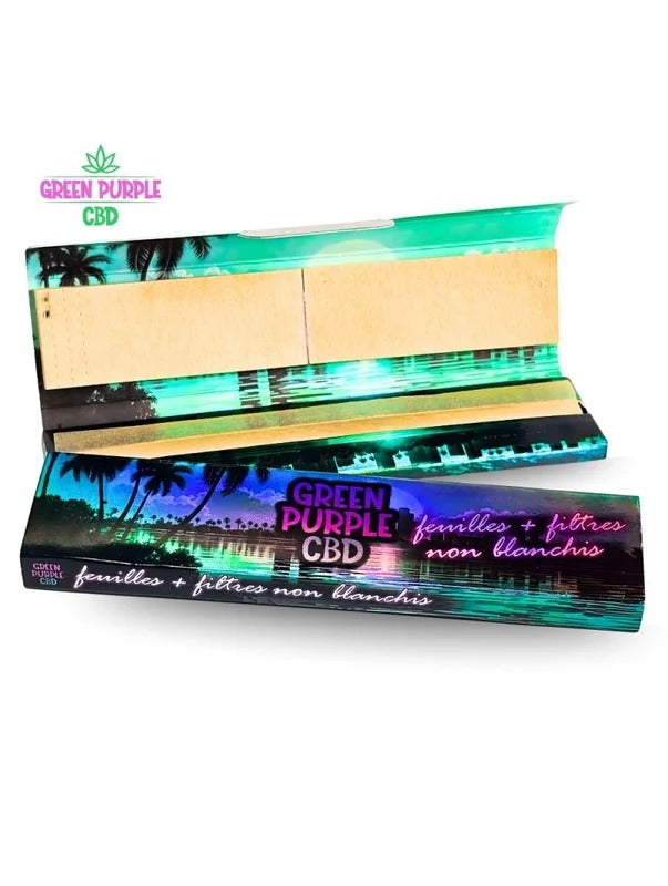 Feuilles – SLIM NON BLANCHIES + CARTONS X32 – Green Purple CBD