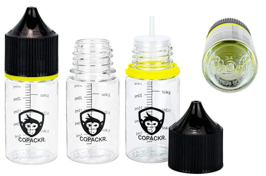 Chubby Gorilla 30ml mit Messskala V3 Pet Stubby Leerflasche + schwarzer Deckel