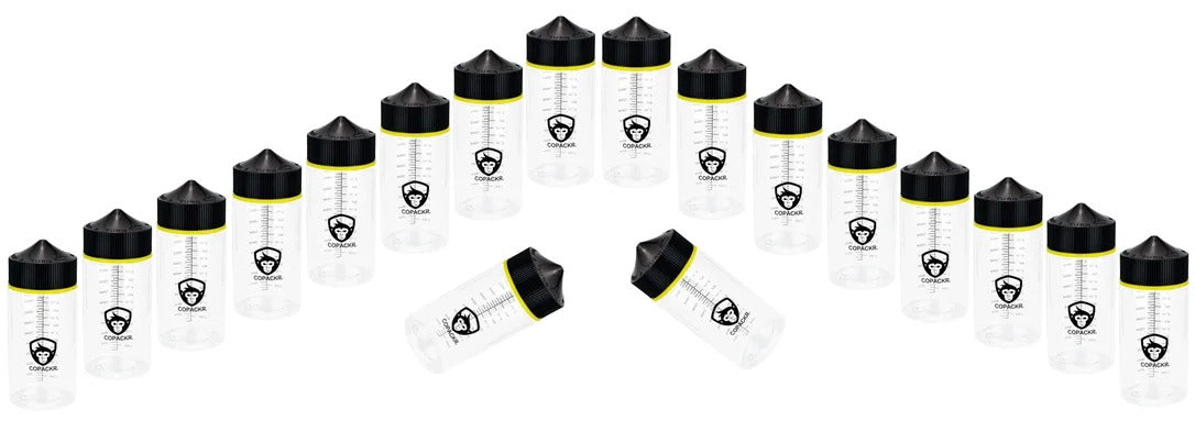 Chubby Gorilla 200ml mit Messskala V3 Pet Unicorn Leerflasche + schwarzer Deckel – 20er Set