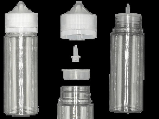 Weithalsflasche 120ml Pet Unicorn Leerflasche Flasche transp. + transparenter Deckel