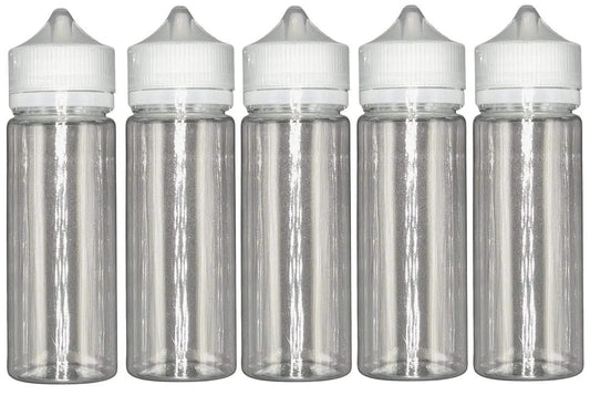 Weithalsflasche 120ml Pet Unicorn Leerflasche Flasche transp. + transparenter Deckel – 5er Set