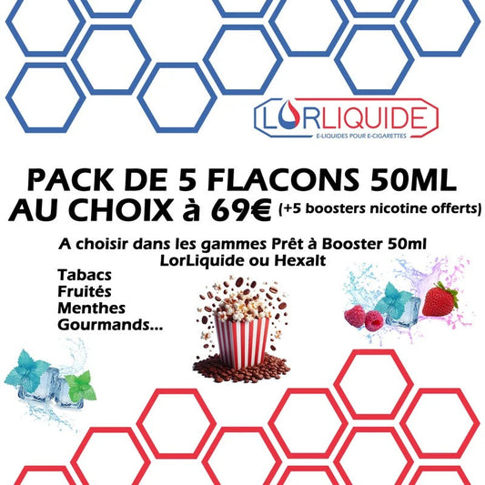 1 PACK DE 5 FLACONS DE 50ML AU CHOIX – PROMO