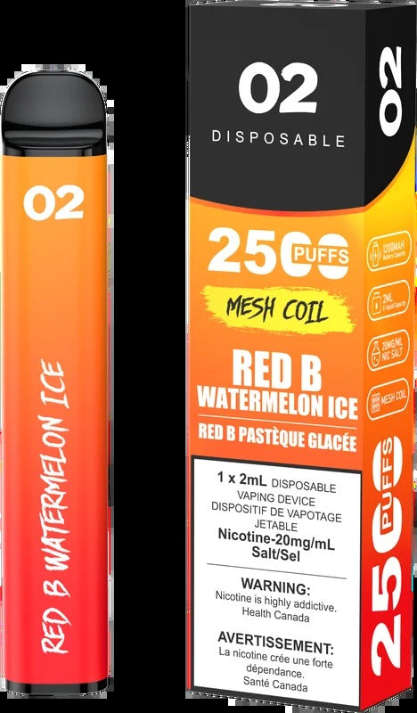 02 DISPOSABLE 2500 PUFFS – RED B WATERMELON ICE