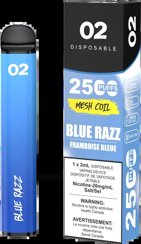 02 DISPOSABLE 2500 PUFFS – BLUE RAZZ