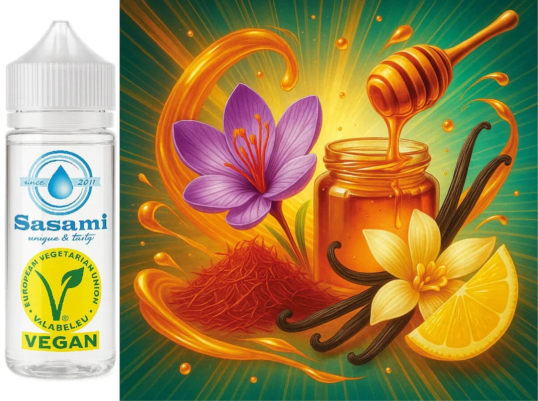 Saffron-Honey Whisper – Safran, Honig, Vanille & Zitrone Aroma Konzentrat – Vegan – Sasami – 10ml
