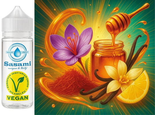 Saffron-Honey Whisper – Safran, Honig, Vanille & Zitrone Aroma Konzentrat – Vegan – Sasami – 10ml